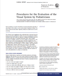 AAP Vision Screening-Pediatrics